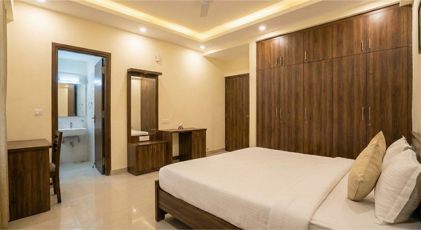 Spacious Master Bedroom in 3 BHK Apartment